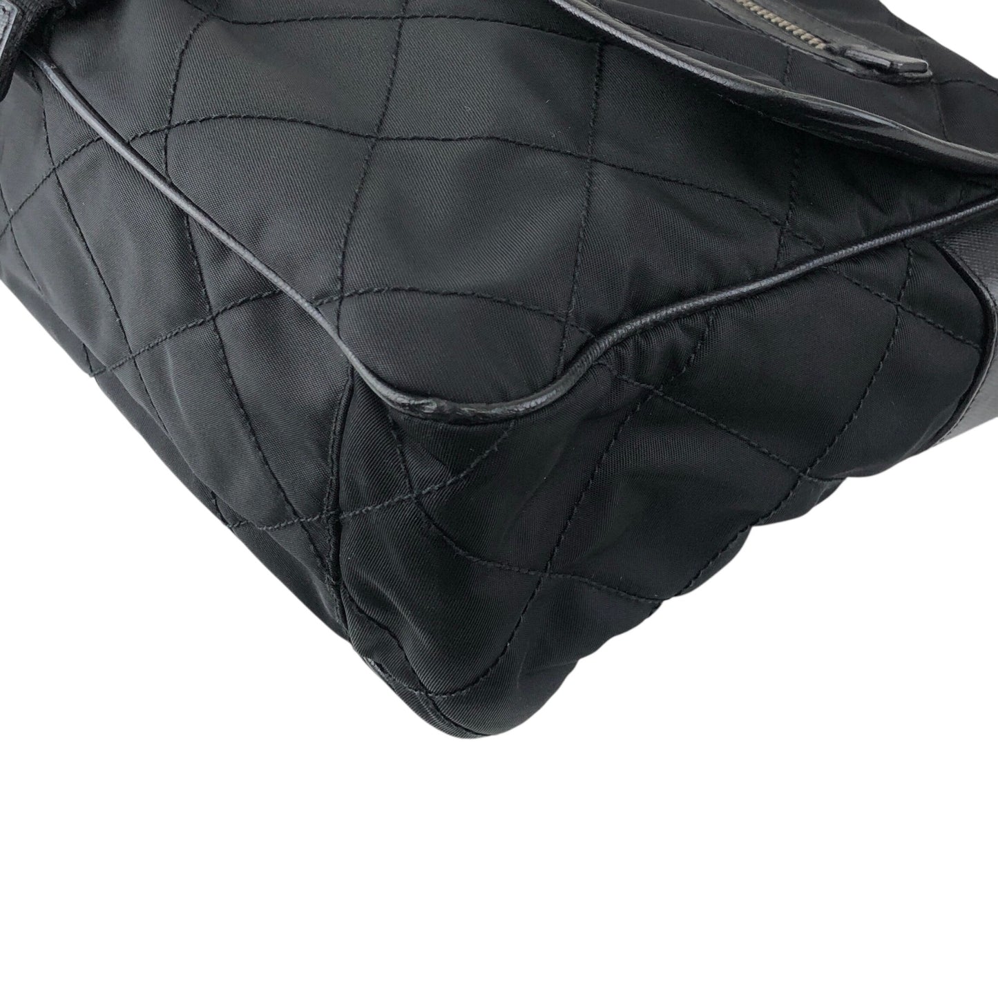 PRADA Tessuto Triangle Logo Shoulder bag Black Vintage g5c3is