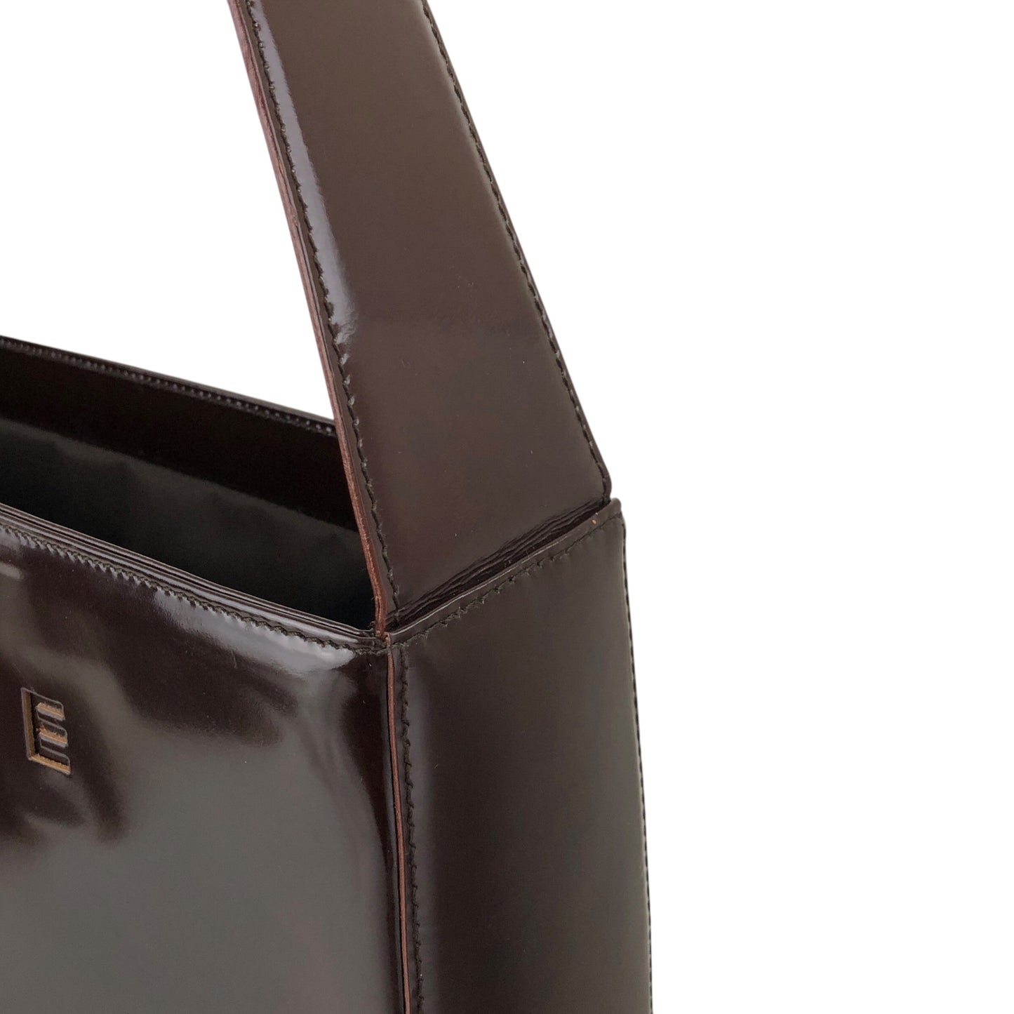 CELINE Logo Embossed Shoulder bag Brown Vintage e4mff8