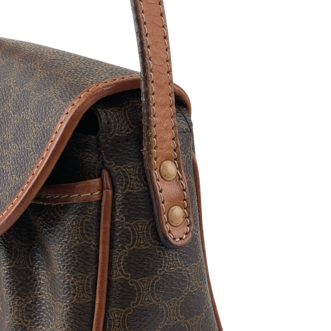 CELINE Macadam Blason Shoulder bag Brown Vintage w4w3x4