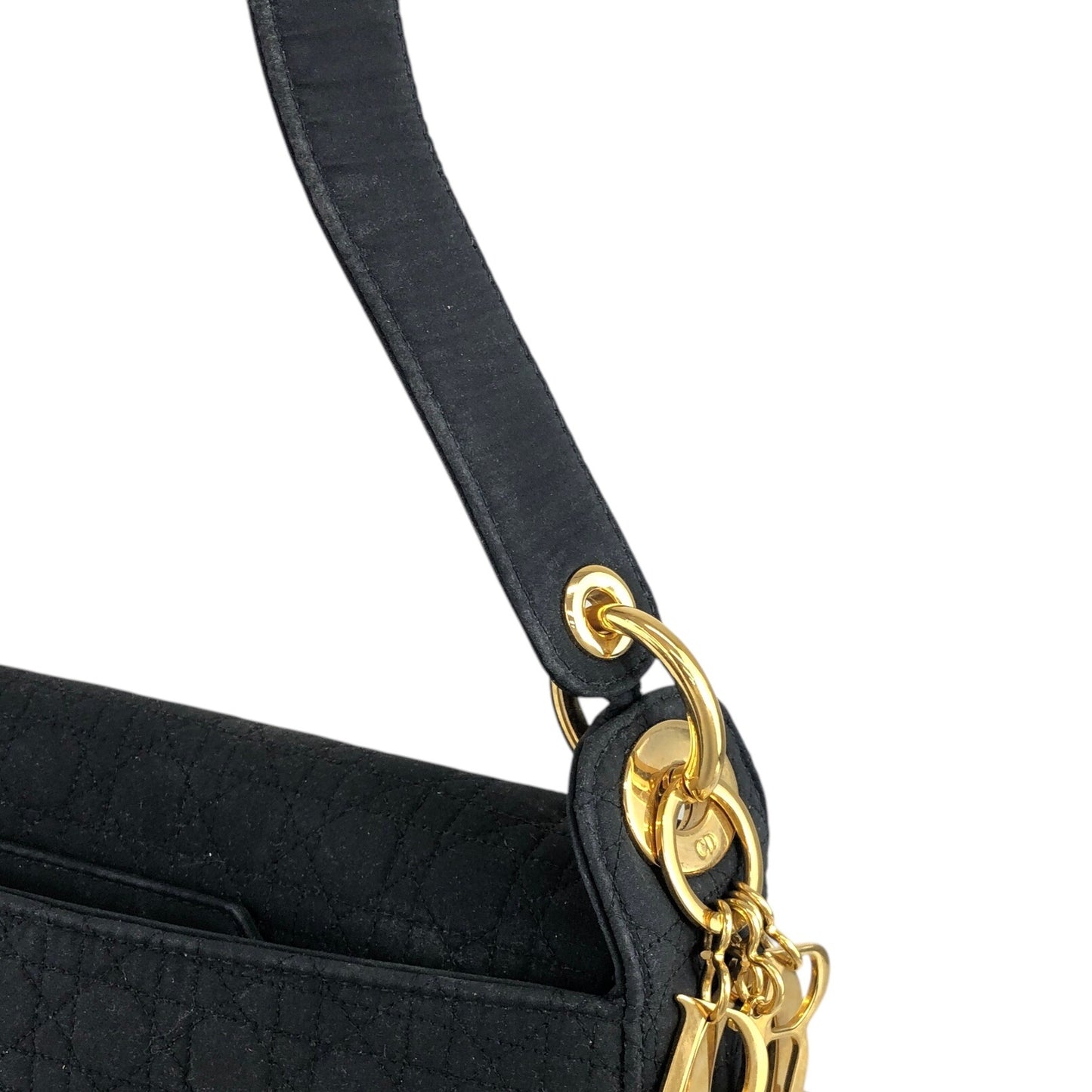 Christian Dior Cannage Logo Charm Shoulder bag Black Vintage jbwgb7