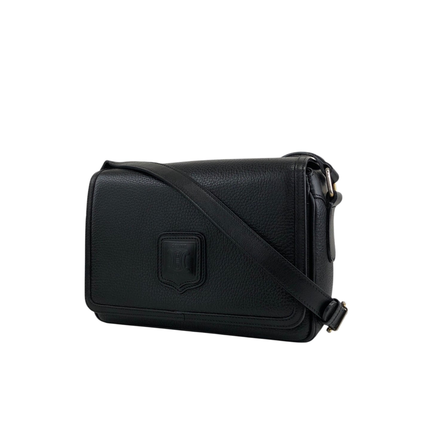 CELINE Blason Shoulder bag Black Vintage ted3ve