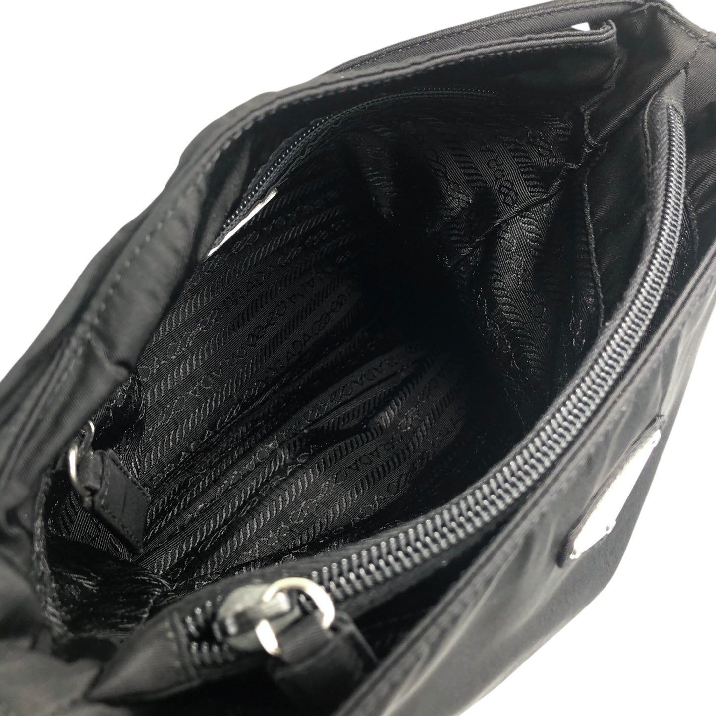PRADA Triangle Logo Handbag Black Vintage sfzwud