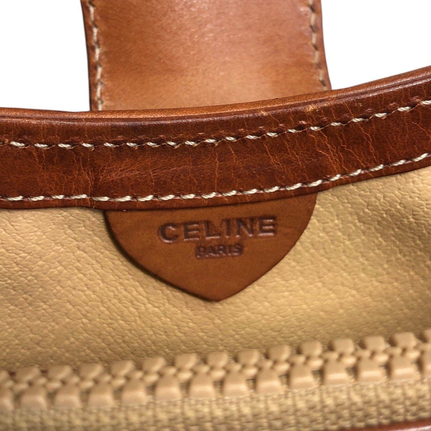 CELINE Macadam Blason Turn Lock Shoulder bag Beige Vintage 457idi
