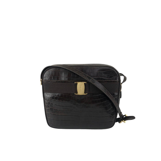 Salvatore Ferragamo Logo Shoulder bag Brown Vintage z3szbs