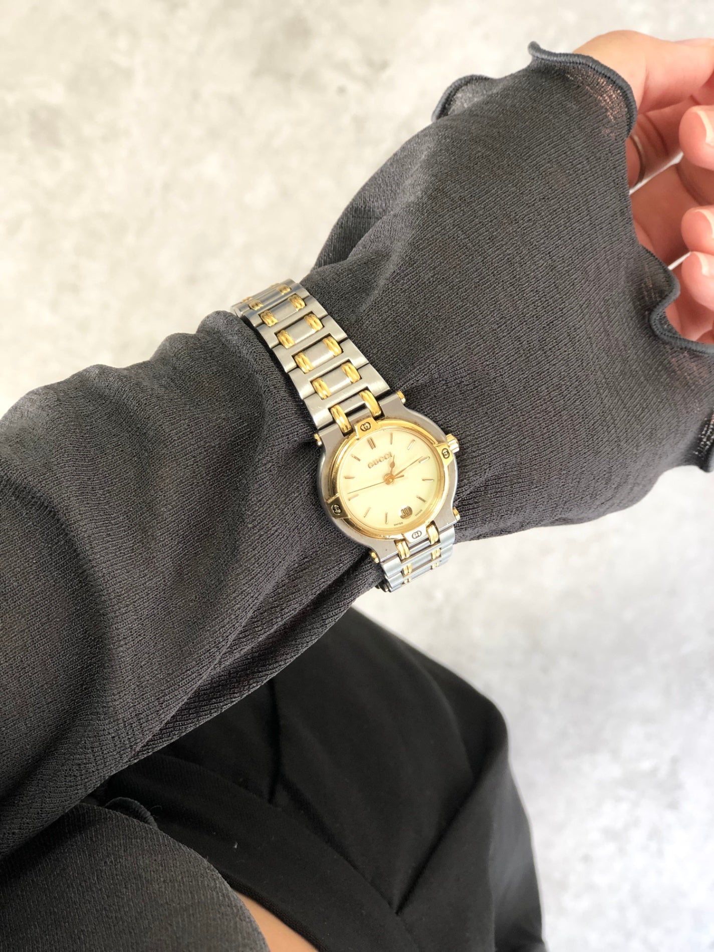 GUCCI Quartz Watch Silver×Gold 9000L Vintage y3rpf3