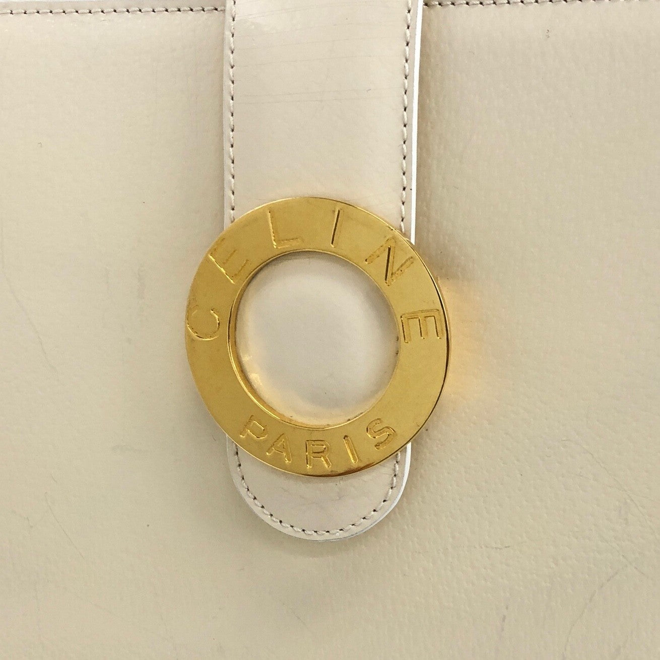 CELINE Circle Logo Shoulder bag White Vintage vxg2uf