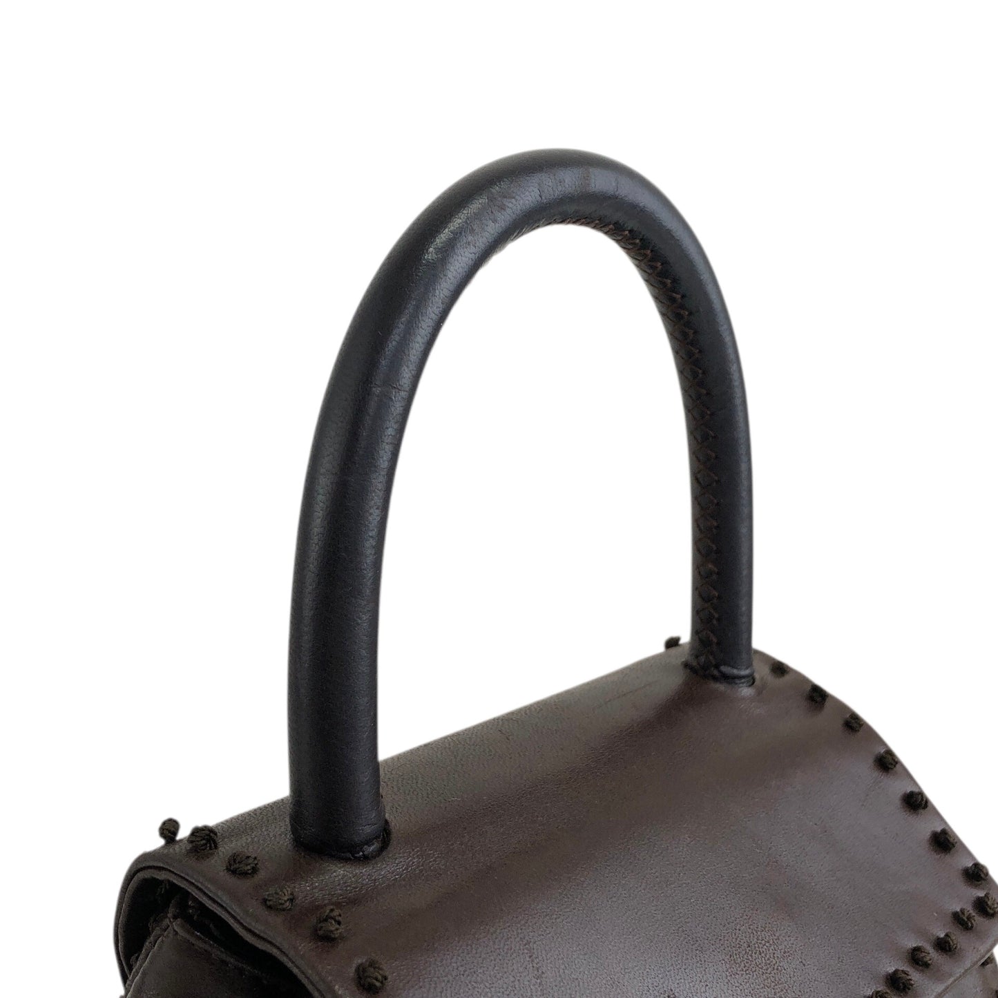 PRADA Logo Embossed Small Handbag Brown Vintage 5zhkhc