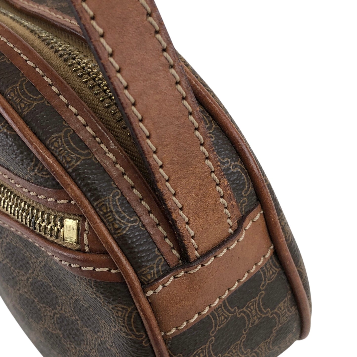 CELINE Macadam Blason Round Shoulder bag Brown Vintage 832m4p
