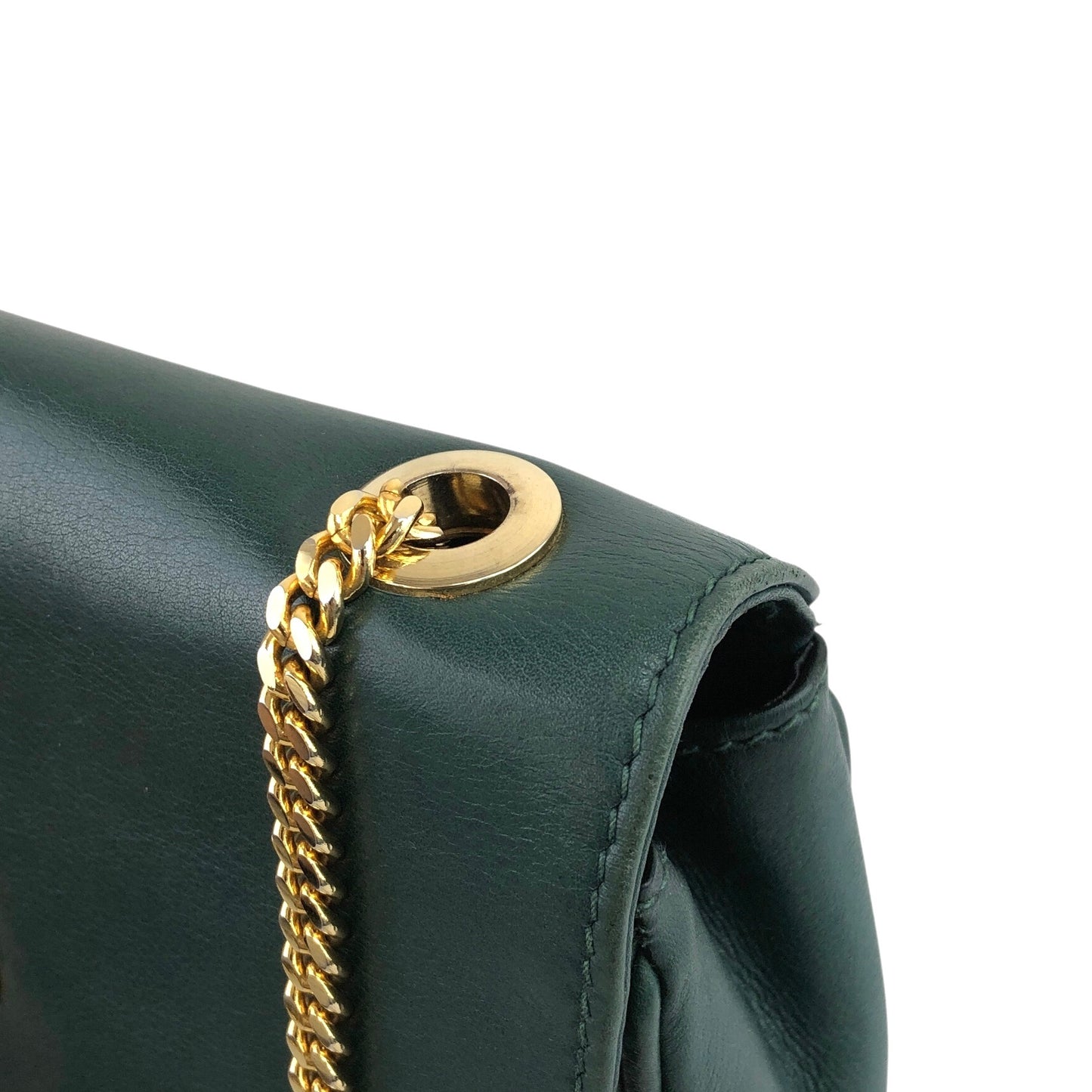 CELINE Triomphe Chain Shoulder bag Green Vintage tbw8uj