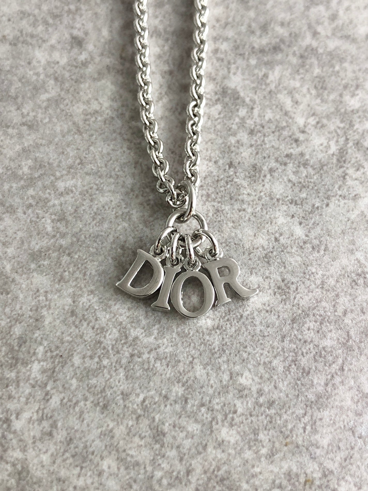 Christian Dior Logo Motif Necklace Silver Vintage t8f4zg