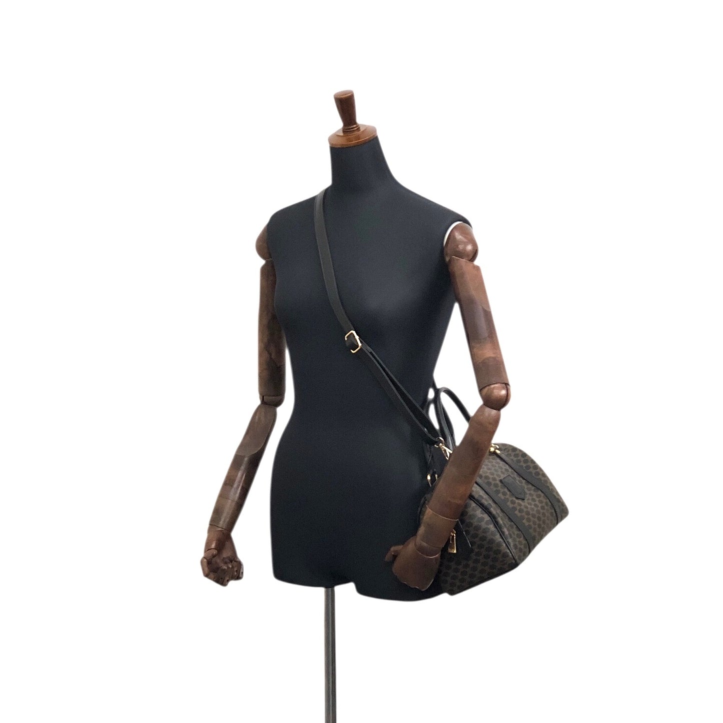 CELINE Macadam Blason Two-way Small Boston bag Shoulder bag Black Vintage 2urwut