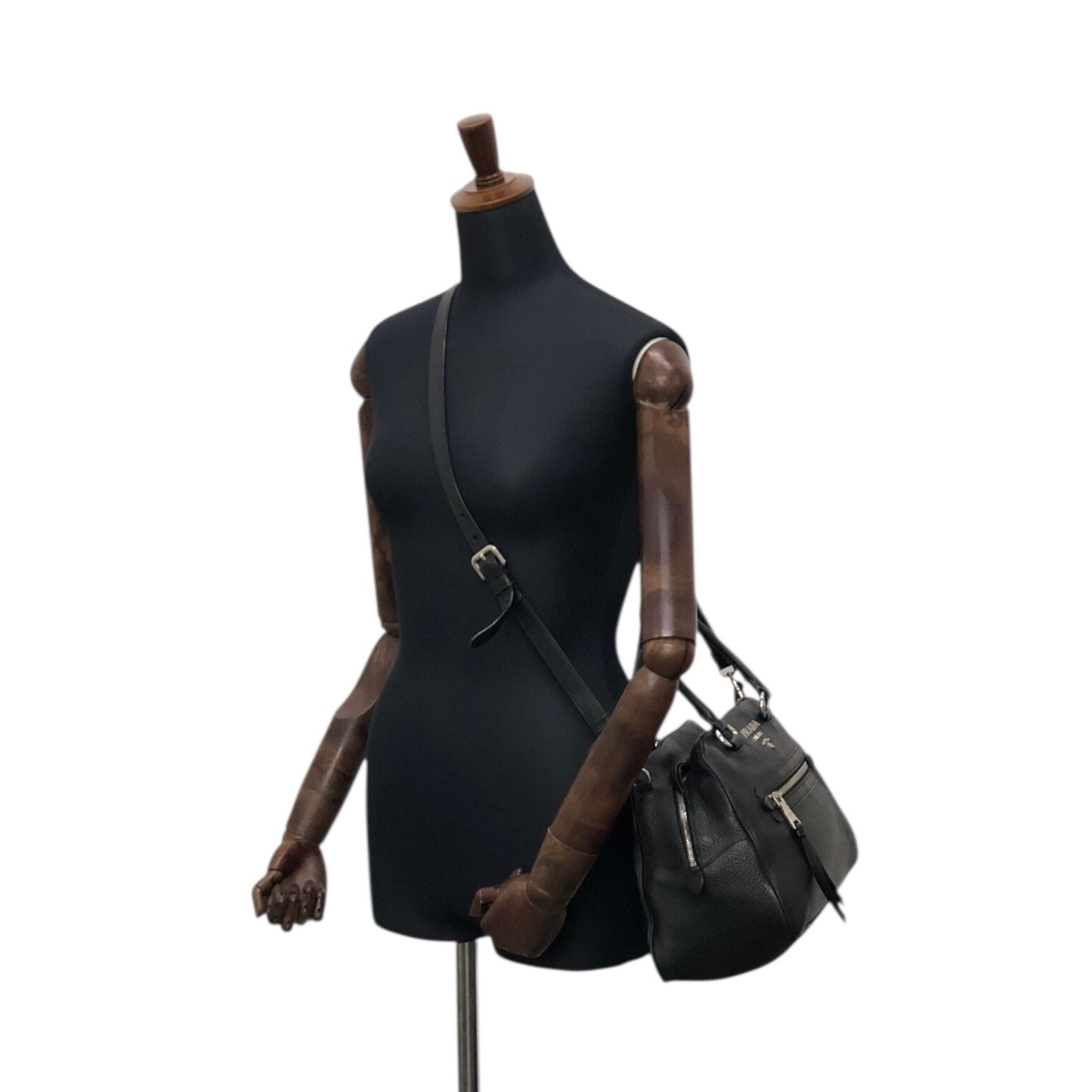 PRADA Logo Two-way Boston bag Shoulder bag Black Vintage sgghkm