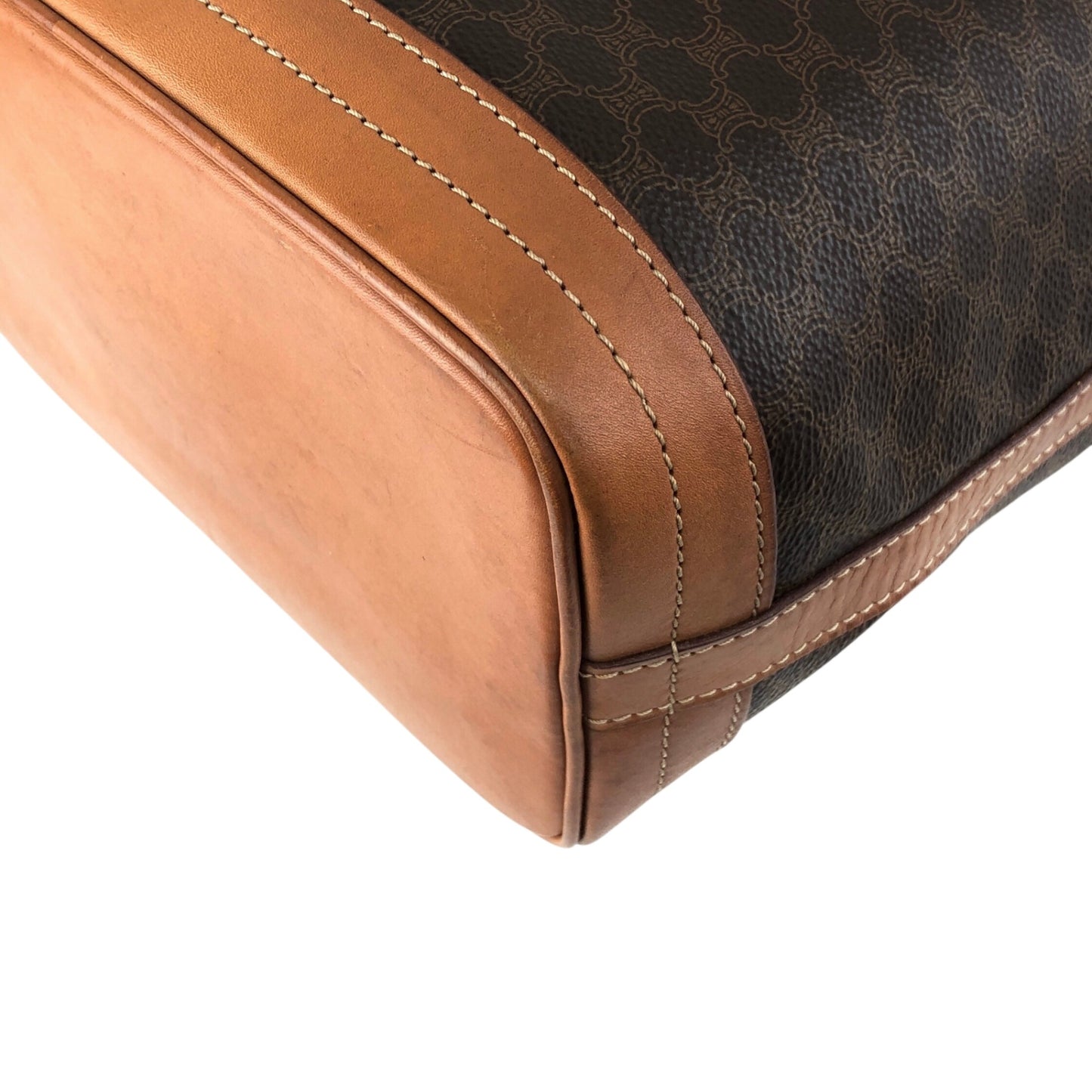 CELINE Macadam Blason Drawstring Shoulder bag Brown Vintage y4ma84