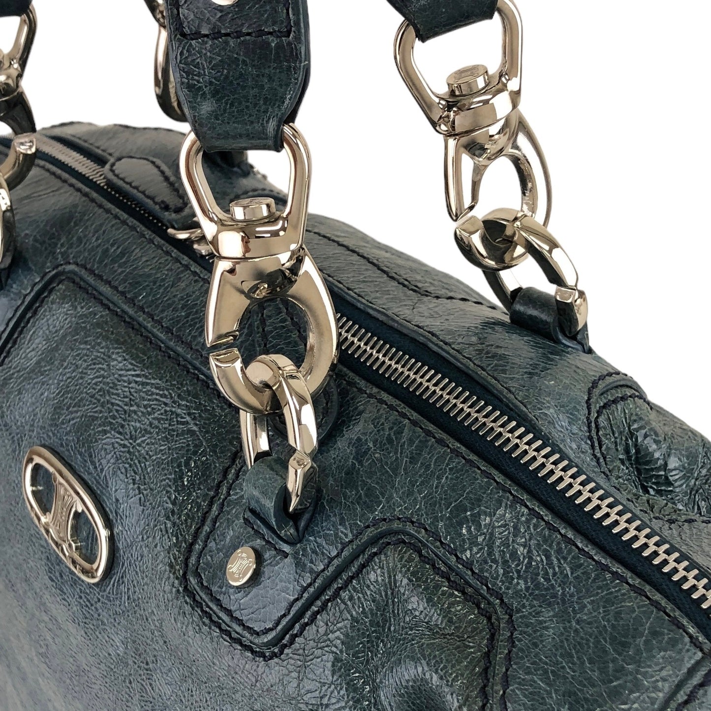CELINE Blason Handbag Emerald Green Vintage pnfh7c