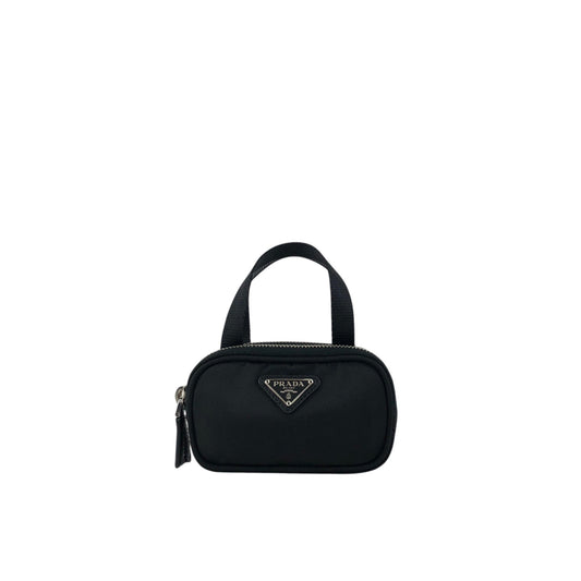 PRADA Tessuto Triangle Logo Small Handbag Pouch Black 1N1346 Vintage ntidxe