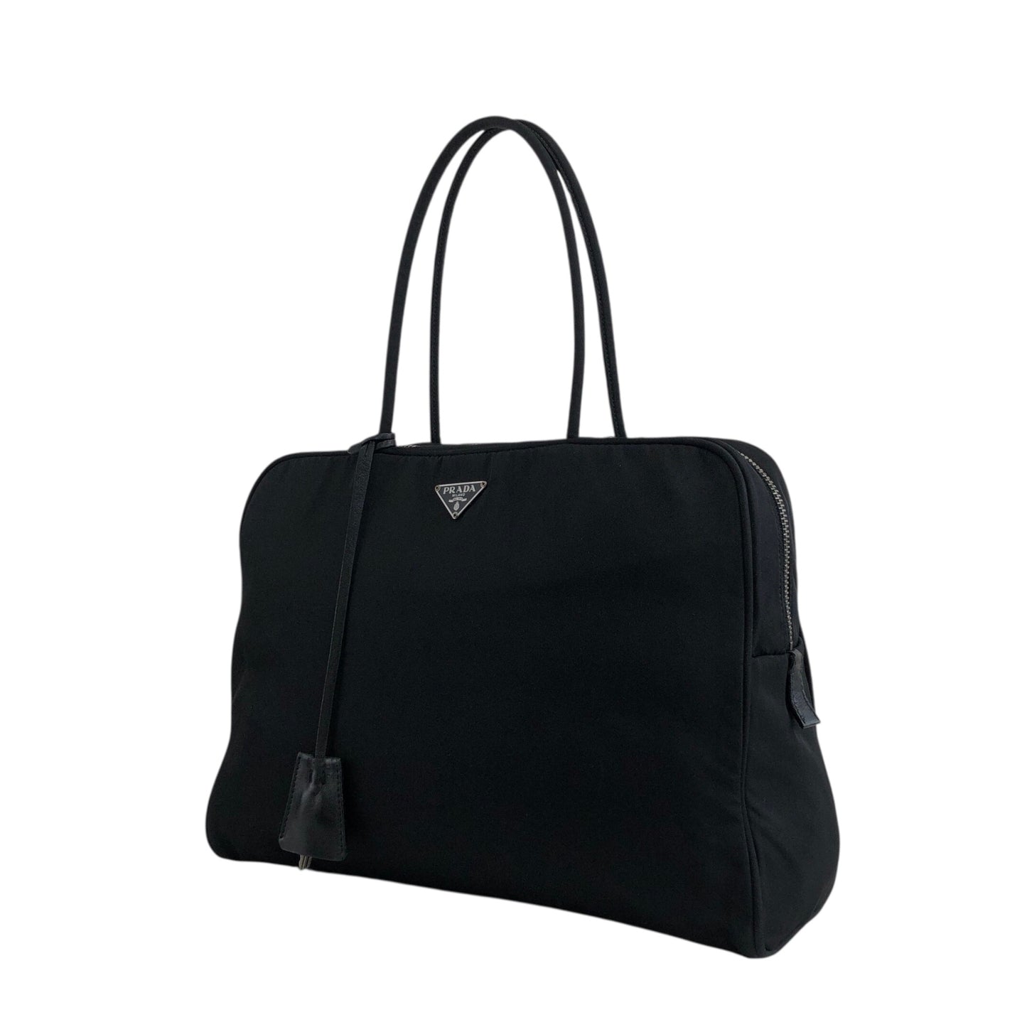PRADA Triangle Logo Padlock Totebag Black Vintage b8nscy