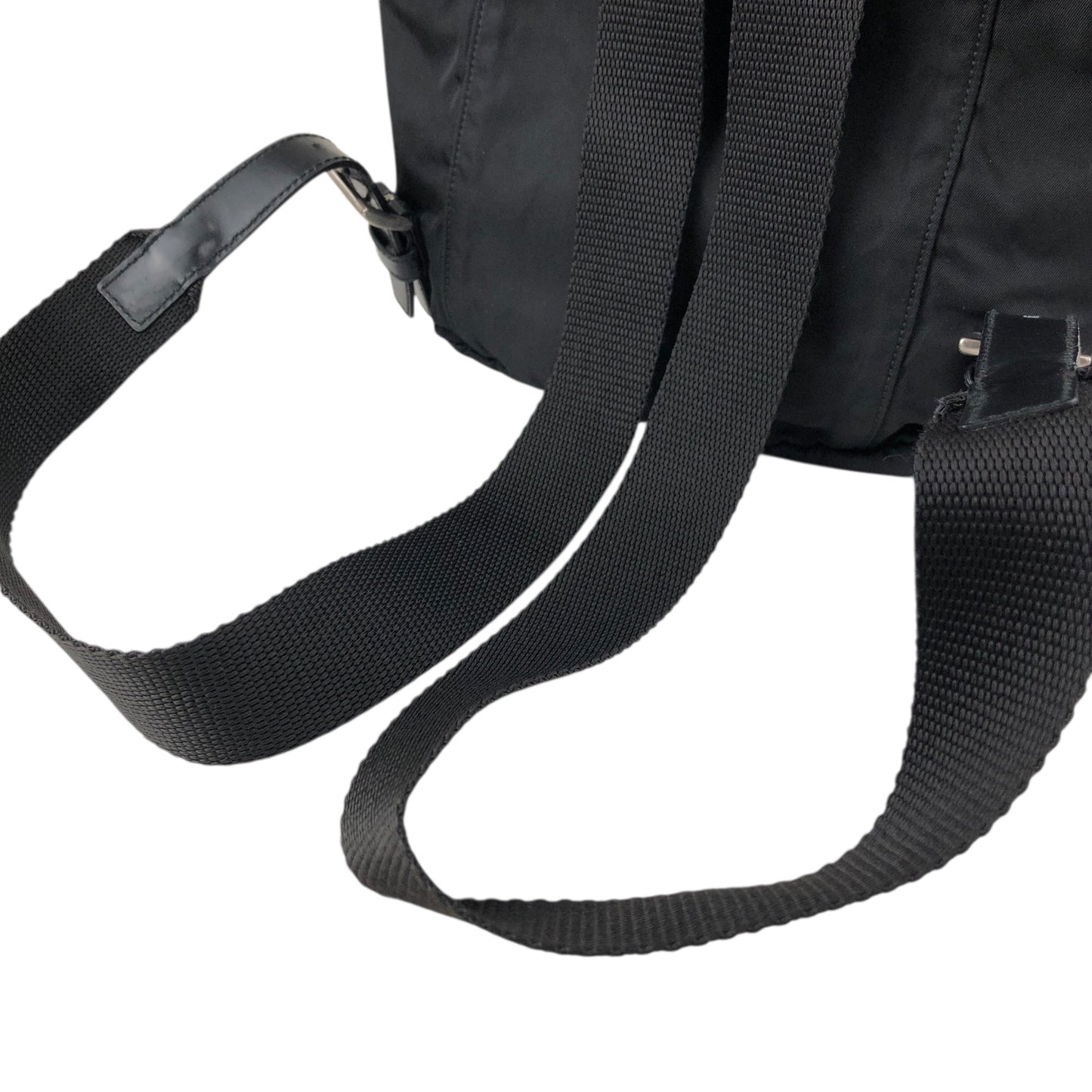 PRADA Tessuto Triangle Logo Front Pocket Backpack Black Vintage nnyiv2