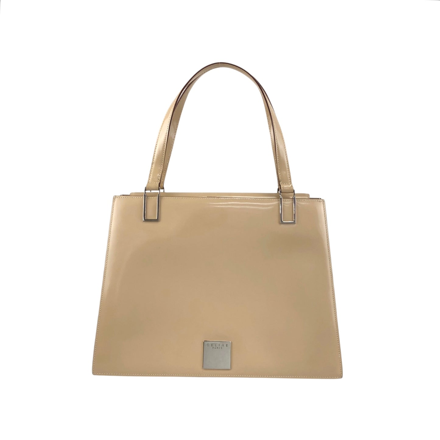 CELINE Logo Two-way Handbag Shoulder bag Beige Vintage nb66wk