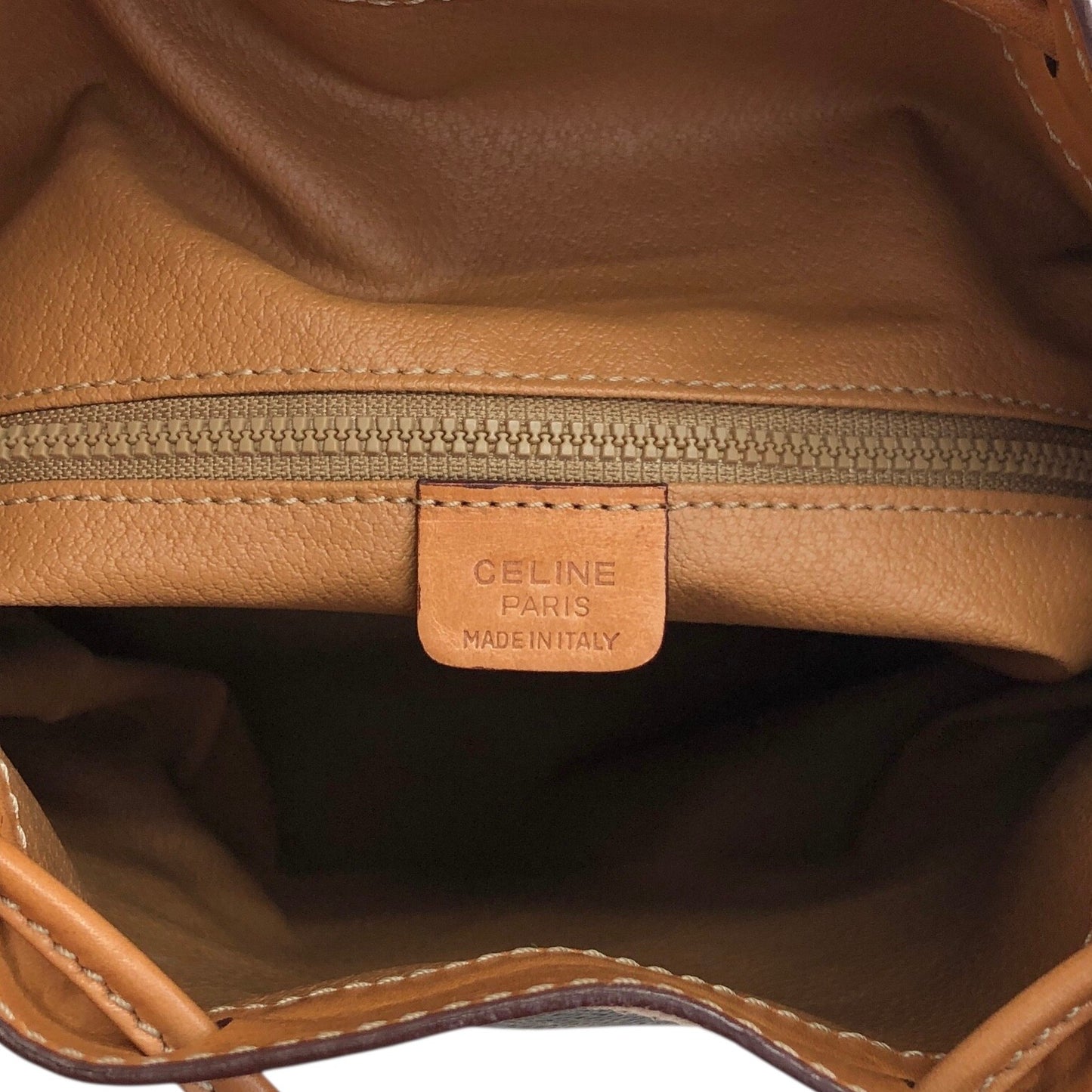CELINE Macadam Blason Drawstring Shoulder bag Brown Vintage yp4ki3