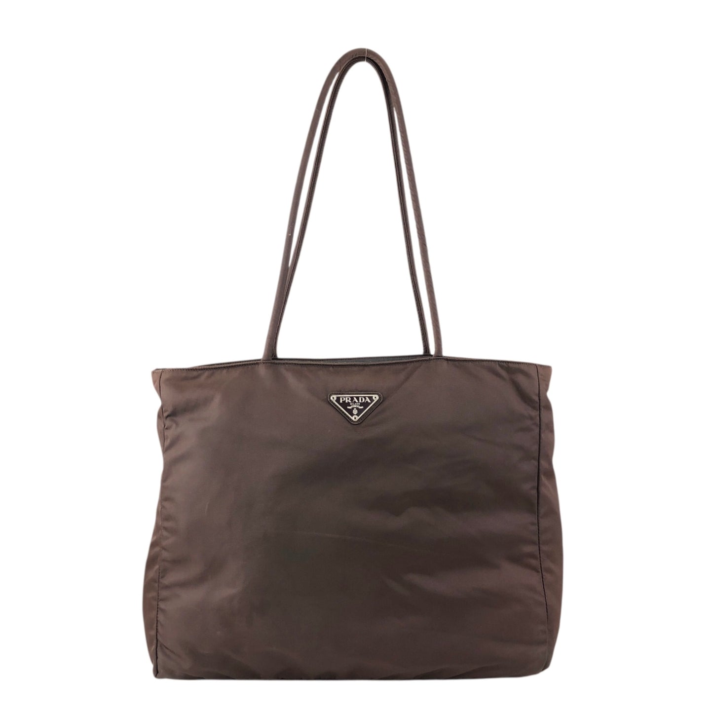 PRADA Tessuto Triangle Logo Totebag Brown Vintage nda4br