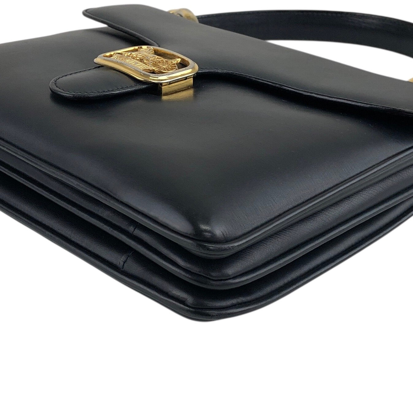 CELINE Horse Carriage Handbag Dark Navy Vintage 3bgmzr