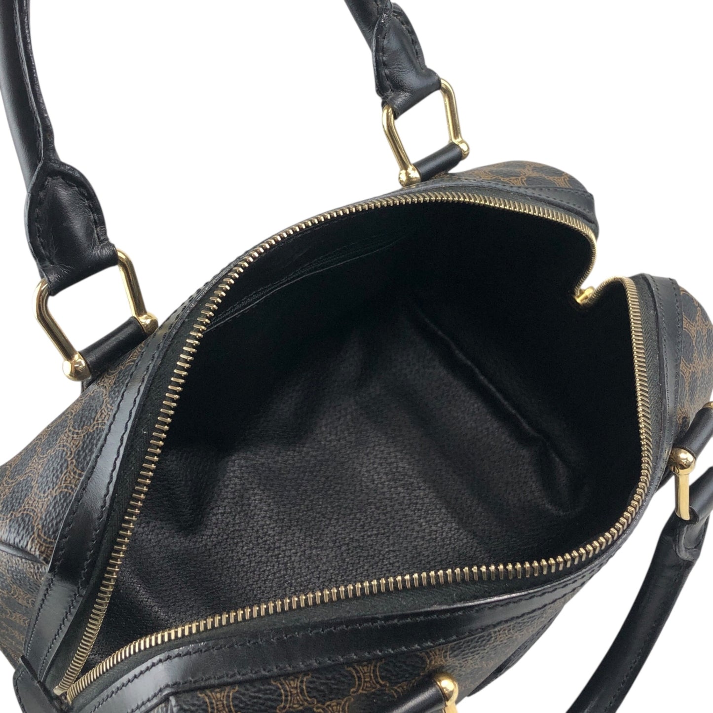 CELINE Macadam Blason Two-way Small Boston bag Shoulder bag Black Vintage k7b5zs