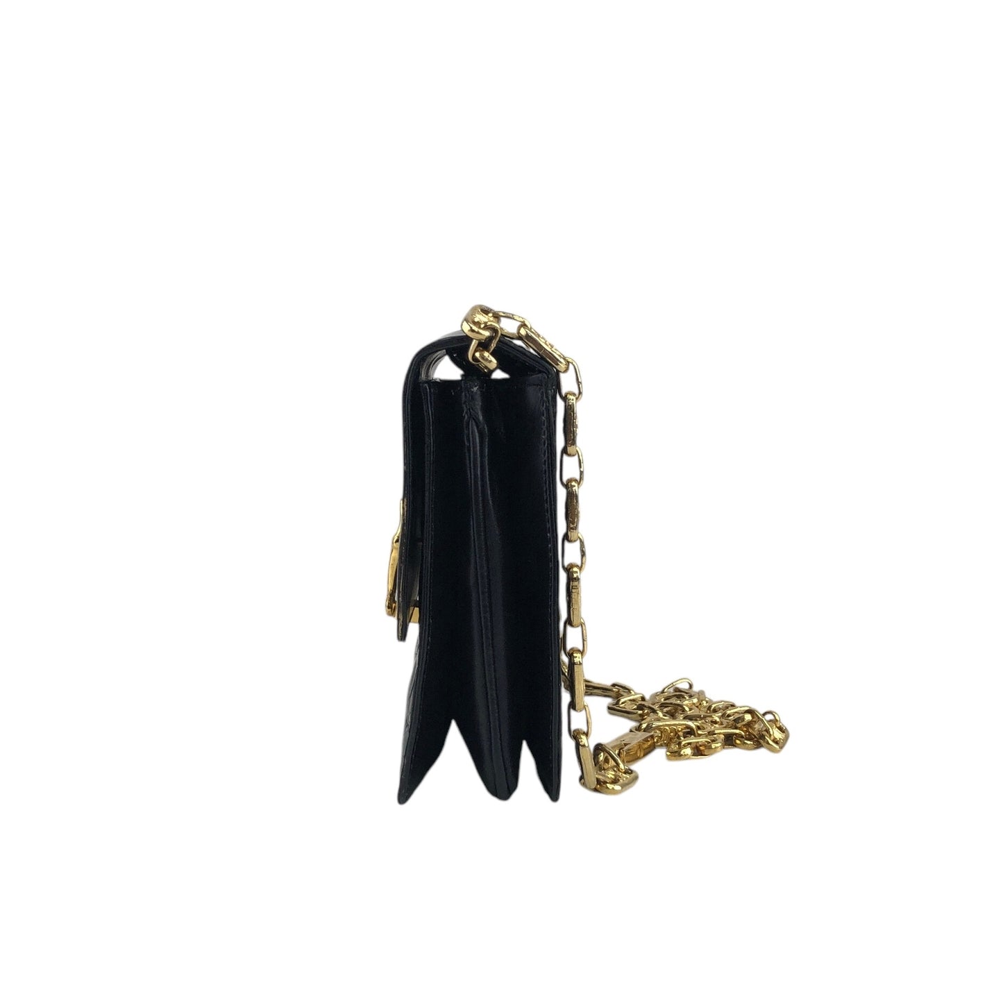 CELINE Horse Bit Chain Shoulder bag Black Vintage pu7w2k