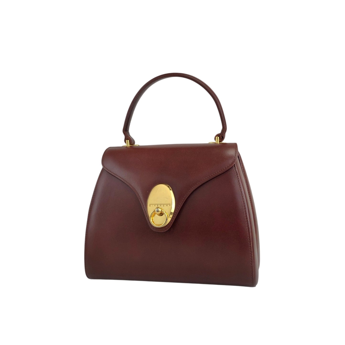 GIVENCHY Gancini Top Handle Handbag Brown Vintage rguu25