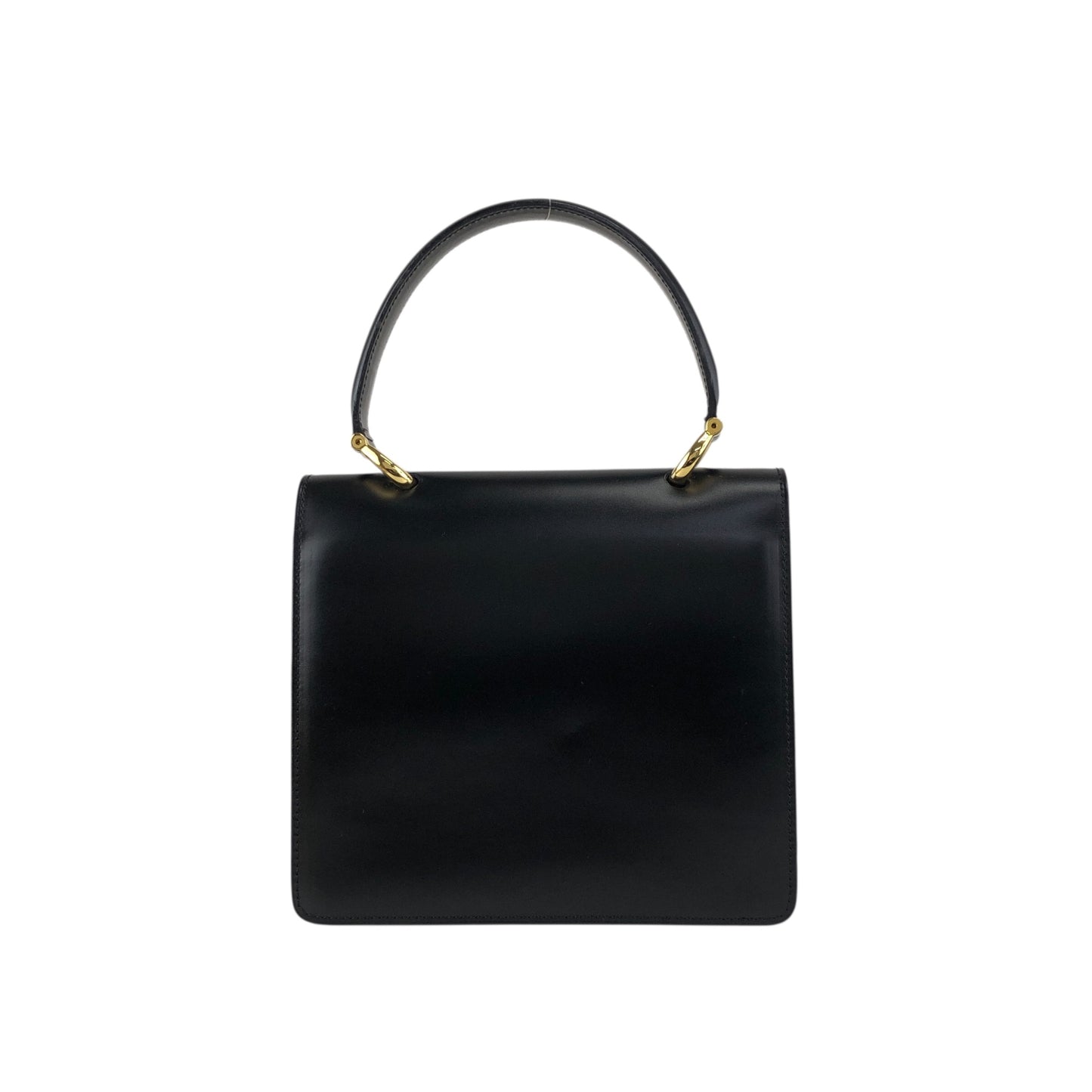 CELINE Horse Bit Double Flap Handbag Black Vintage nrxerm