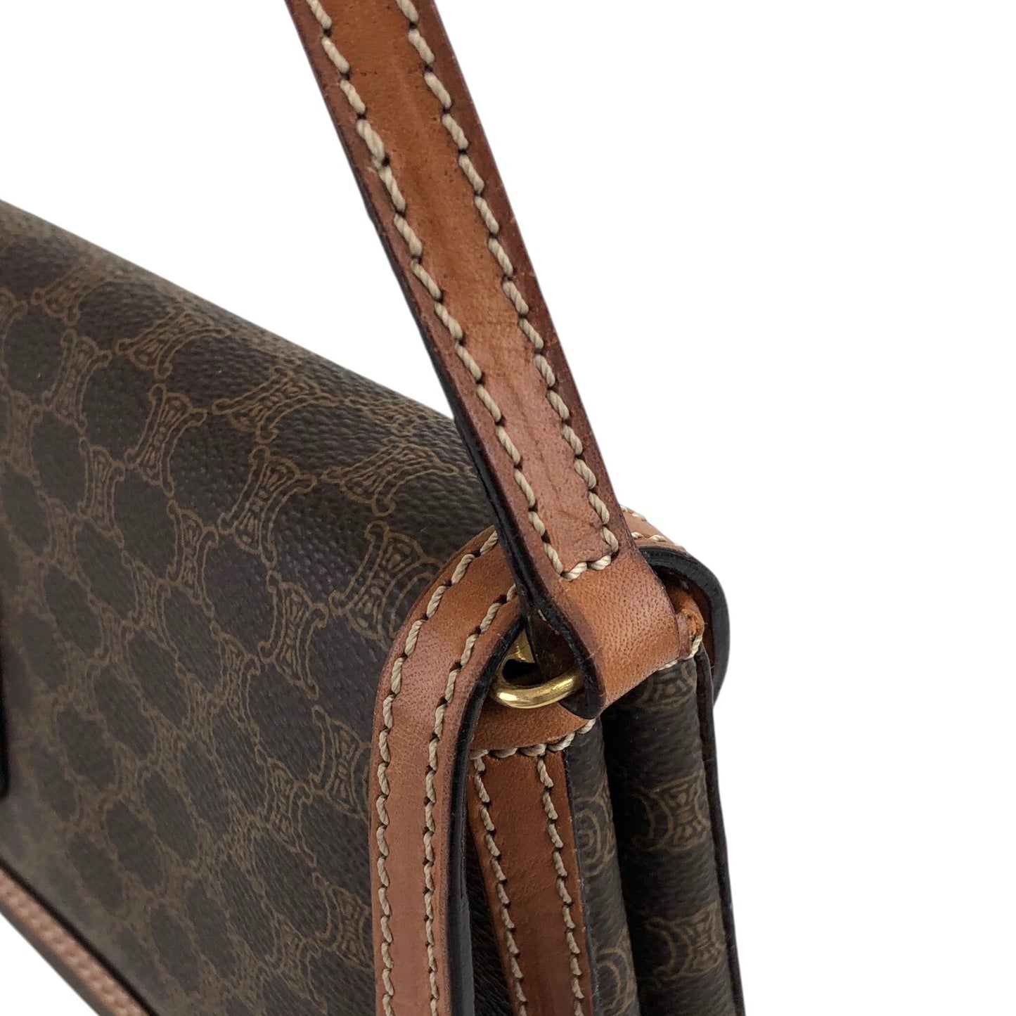 CELINE Macadam Blason Shoulder bag Brown Vintage 2c4duy