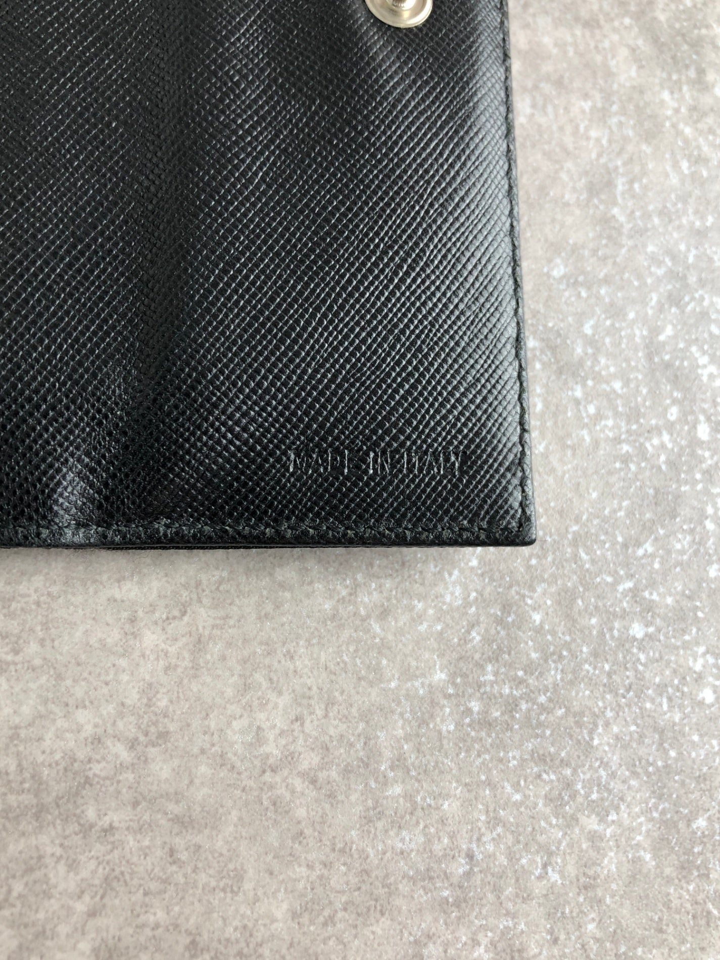 PRADA Triangle Logo Folded Wallet Black Vintage s2heh6