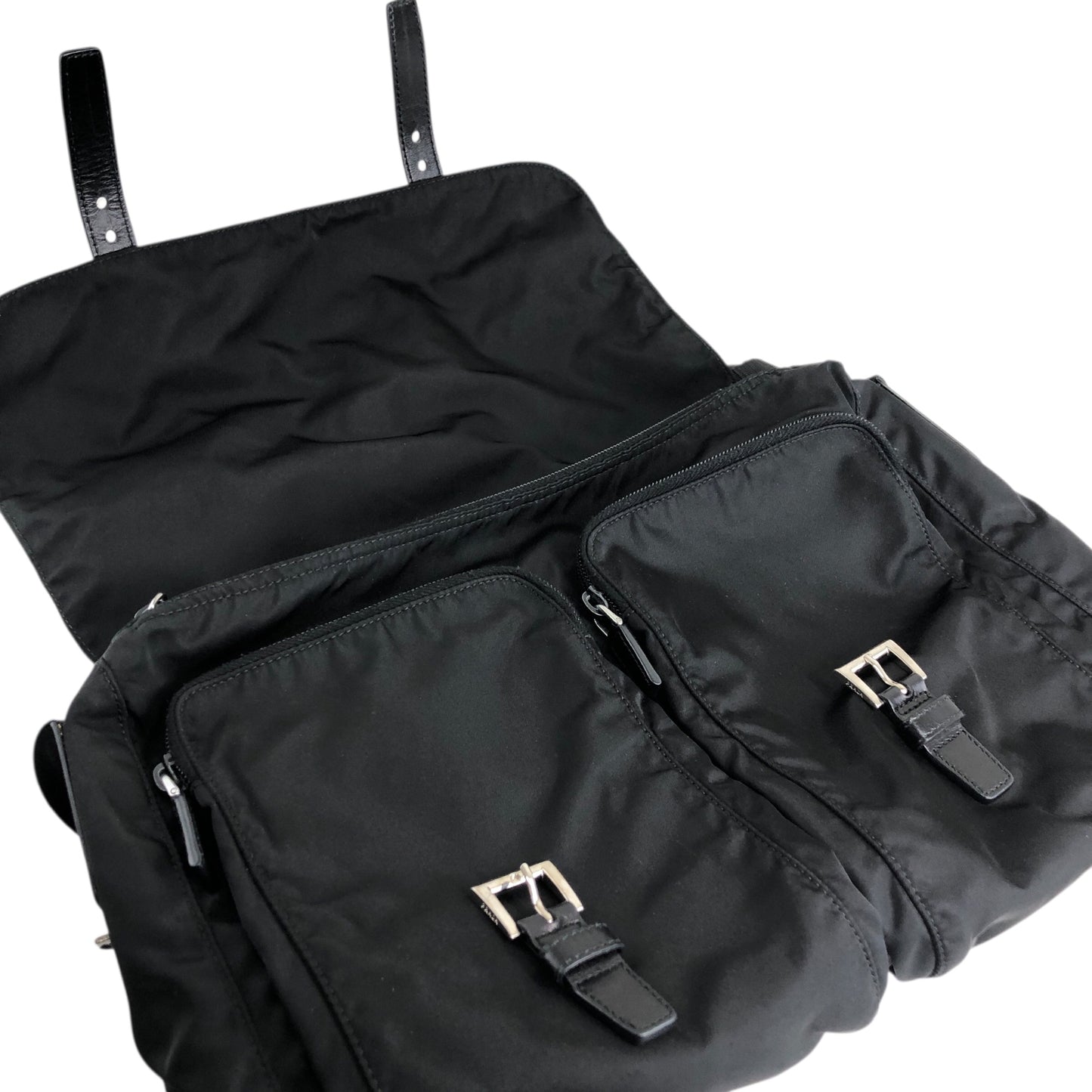 PRADA Triangle Logo Shoulder bag Black Vintage hyx77k