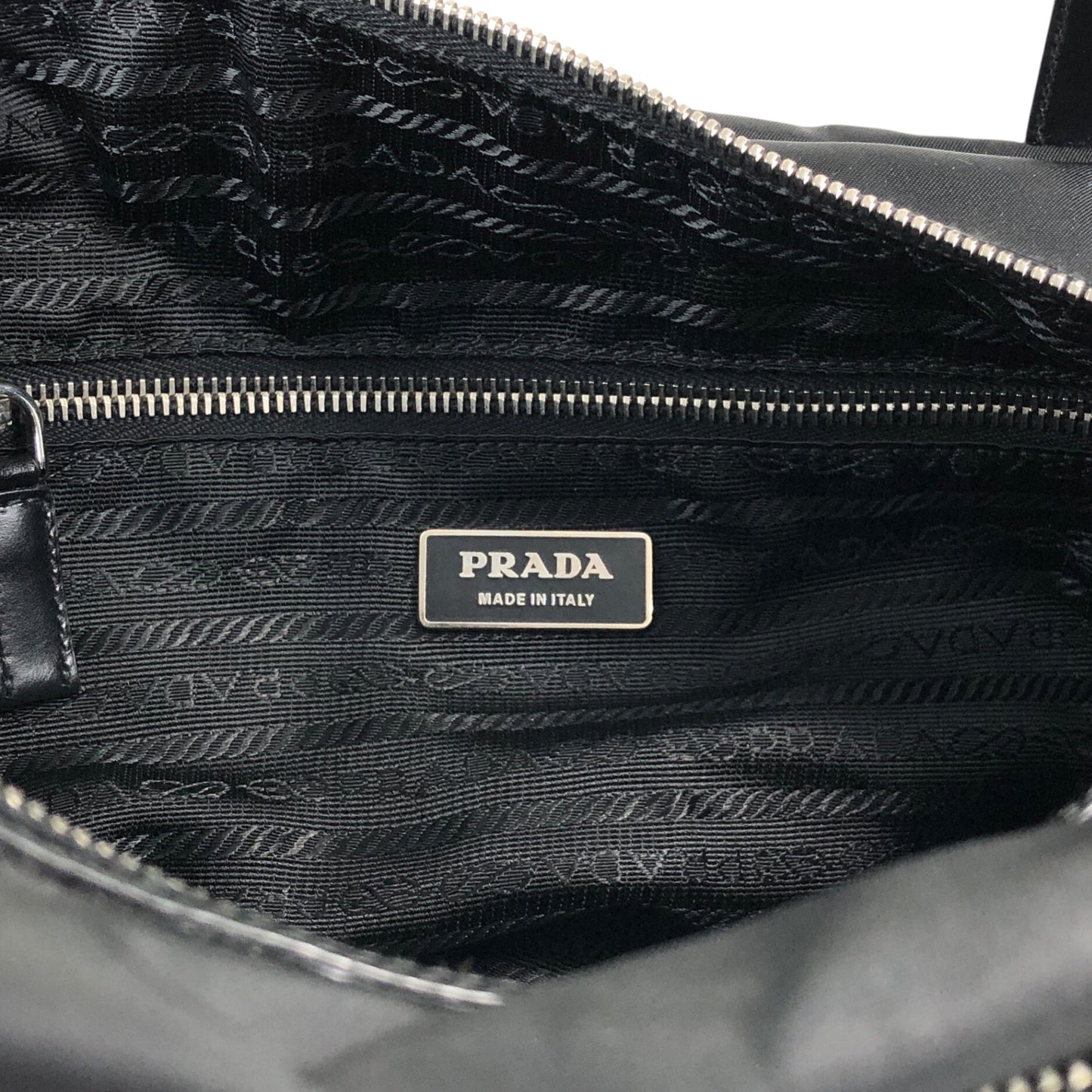 PRADA Tessuto Triangle Logo Small Boston bag Handbag Black Vintage kg2zxs