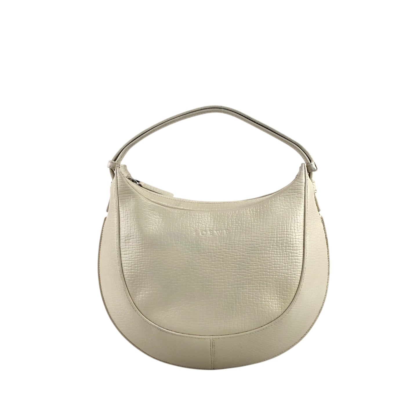 LOEWE Logo Embossed Shoulder bag Hobobag Ivory Vintage 4kksw6