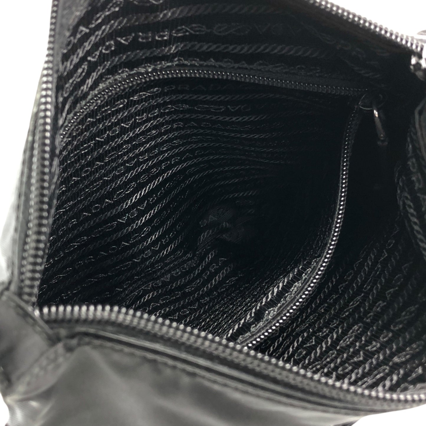 PRADA Tessuto Triangle Logo Front Pocket Shoulder bag Black Vintage viexpn