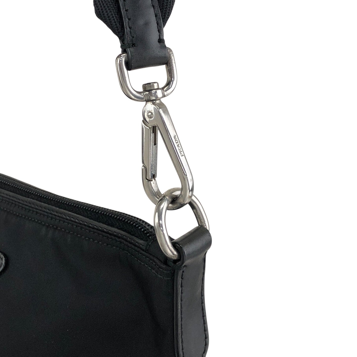 PRADA Tessuto Triangle Logo Front Pocket Shoulder bag Black Vintage viexpn