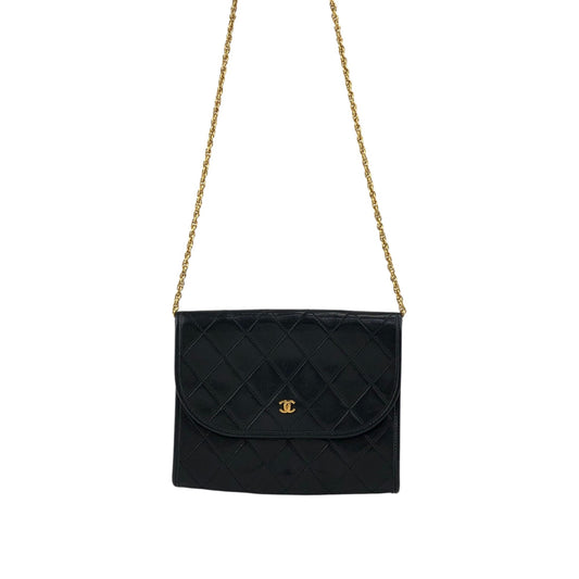 CHANEL Matelasse Coco Mark Chain Shoulder bag Black Vintage i2yavv