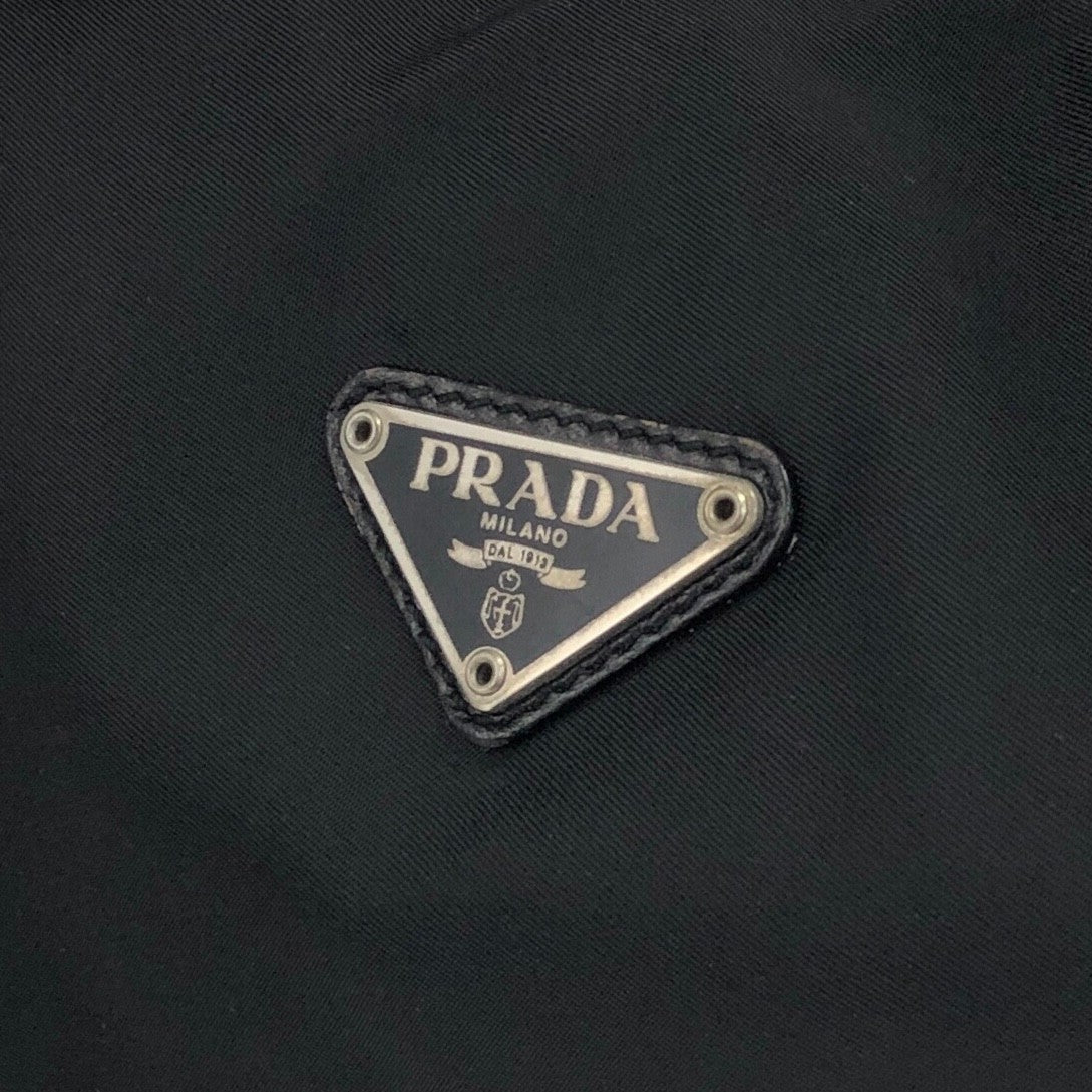 PRADA Triangle Logo Shoulder bag Hobobag Black Vintage yctb4y