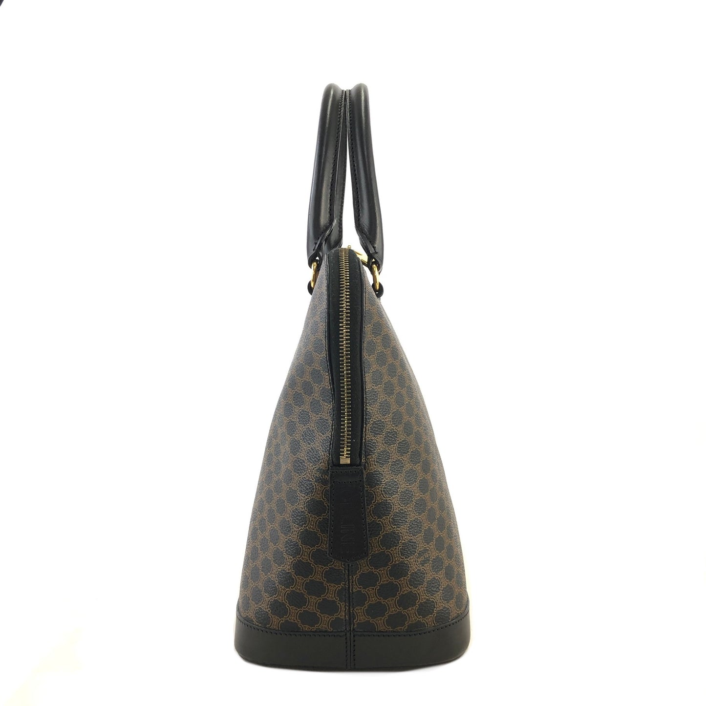 CELINE Macadam Bugatti Leather Two-way Handbag Shoulder bag Black Vintage 2wzg33