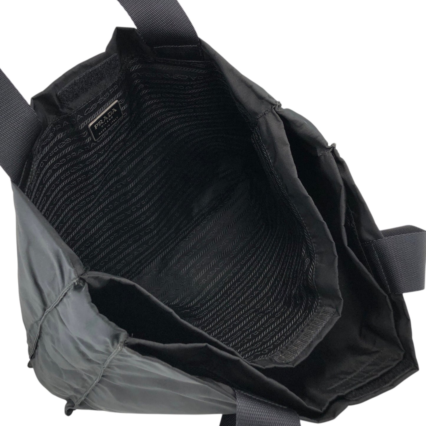 PRADA Tessuto Triangle Logo Totebag Black Vintage fhex45