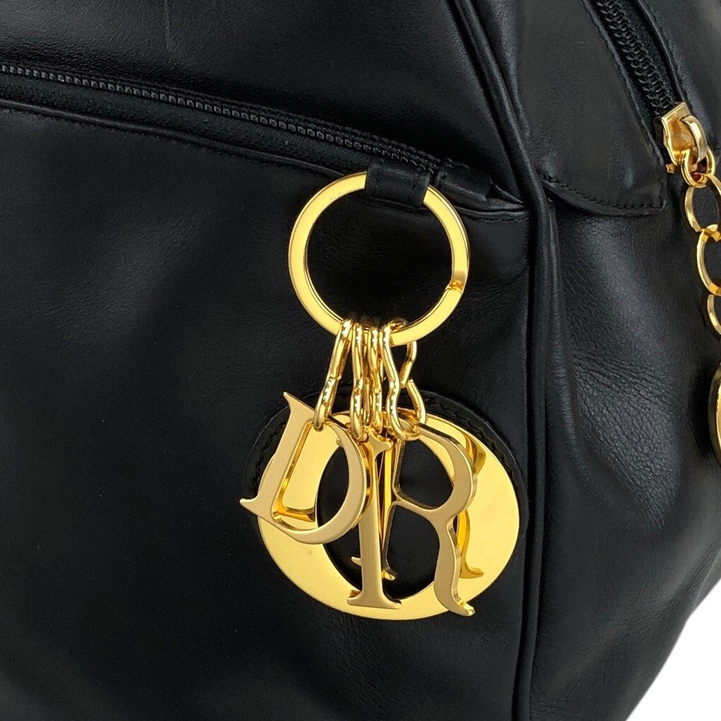 Christian Dior Logo Charm Backpack Black Vintage bbazr2