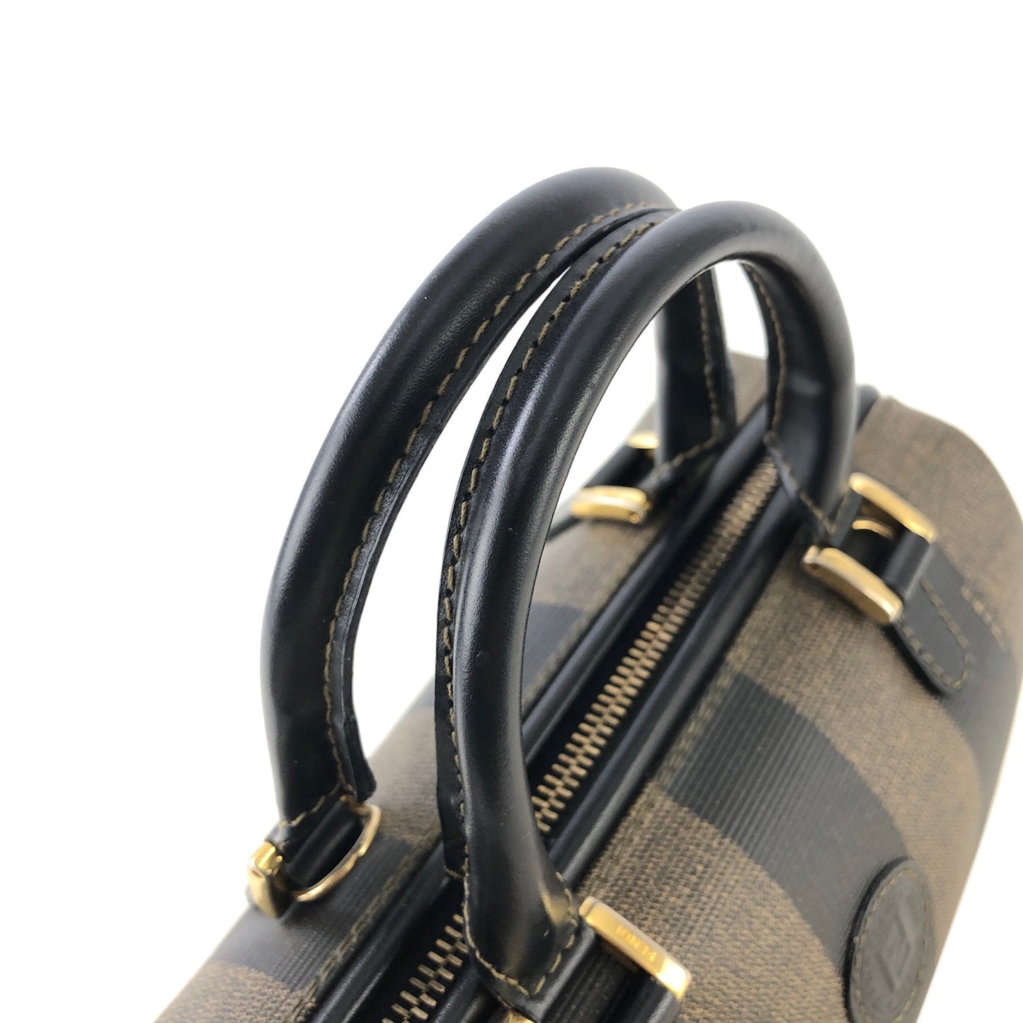 FENDI Zucca Logo Motif Two-way Handbag Shoulder bag Black Brown Vintage dmjg8y