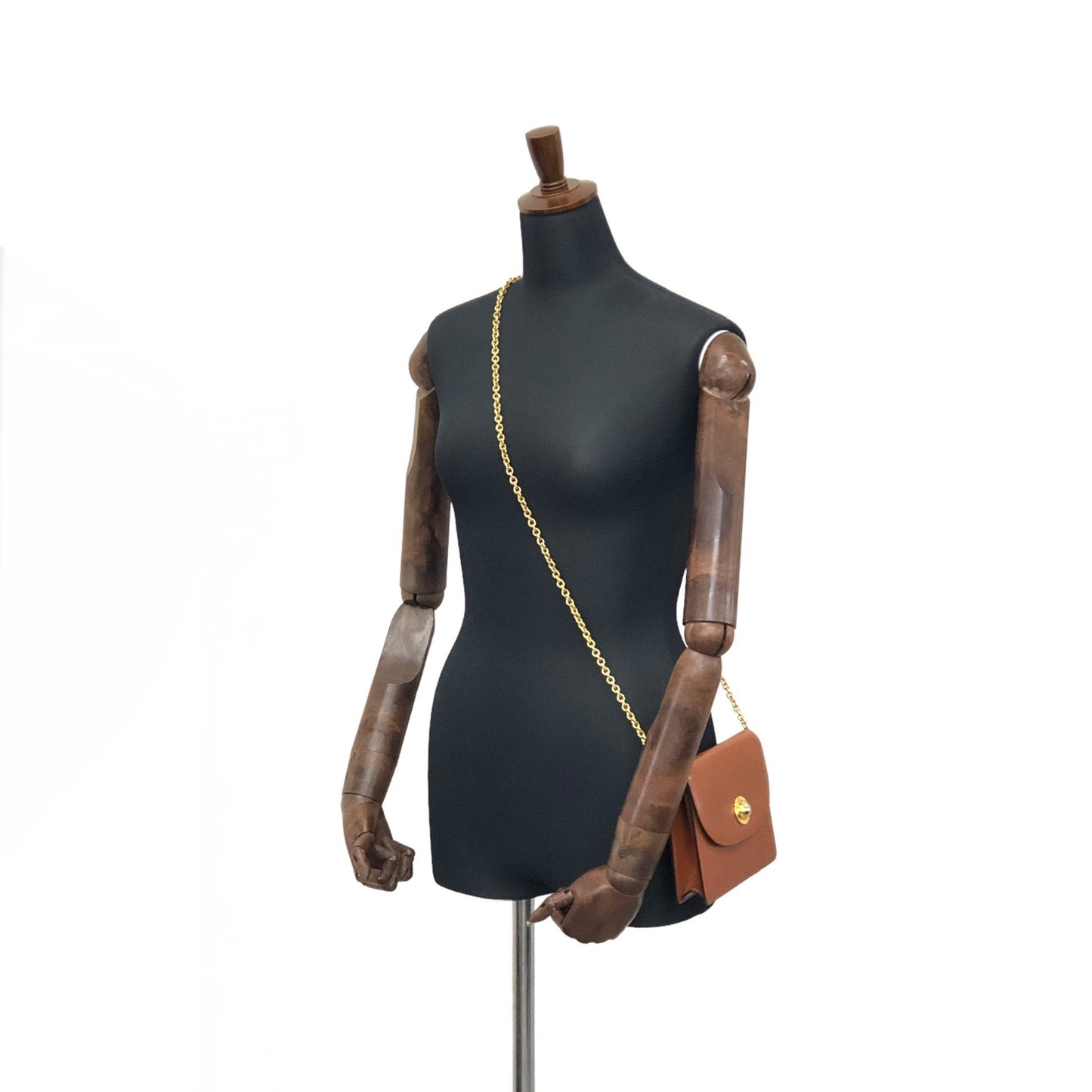 CELINE Starball Leather Small Chain Shoulder bag Brown Vintage spbb4m