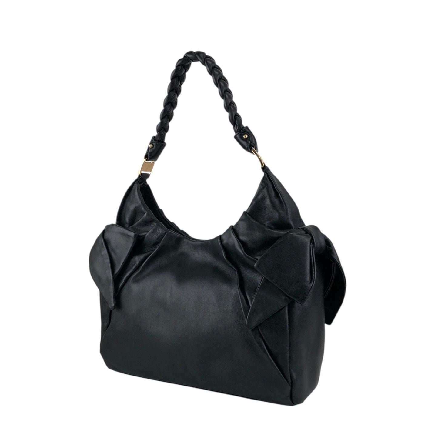 Salvatore Ferragamo Vala Ribbon Shoulder bag Hobobag Black Vintage nbxkia