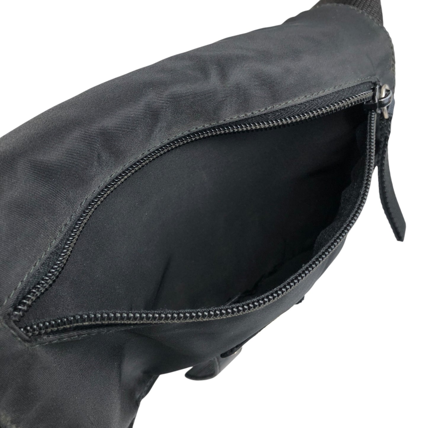 PRADA Triangle Logo Front Buckle Shoulder bag Black Vintage sx8cnr