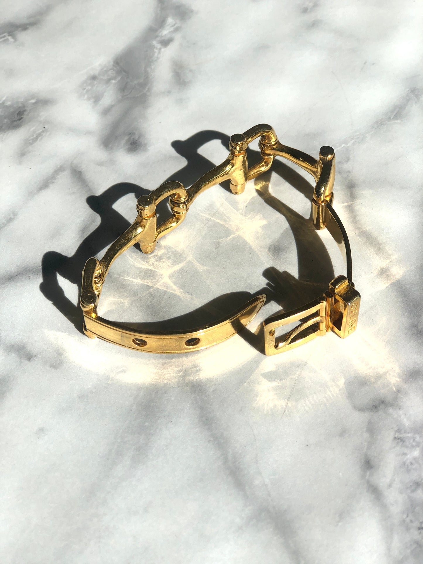CELINE Horse Bit Bracelet Gold Vintage xyd5rw