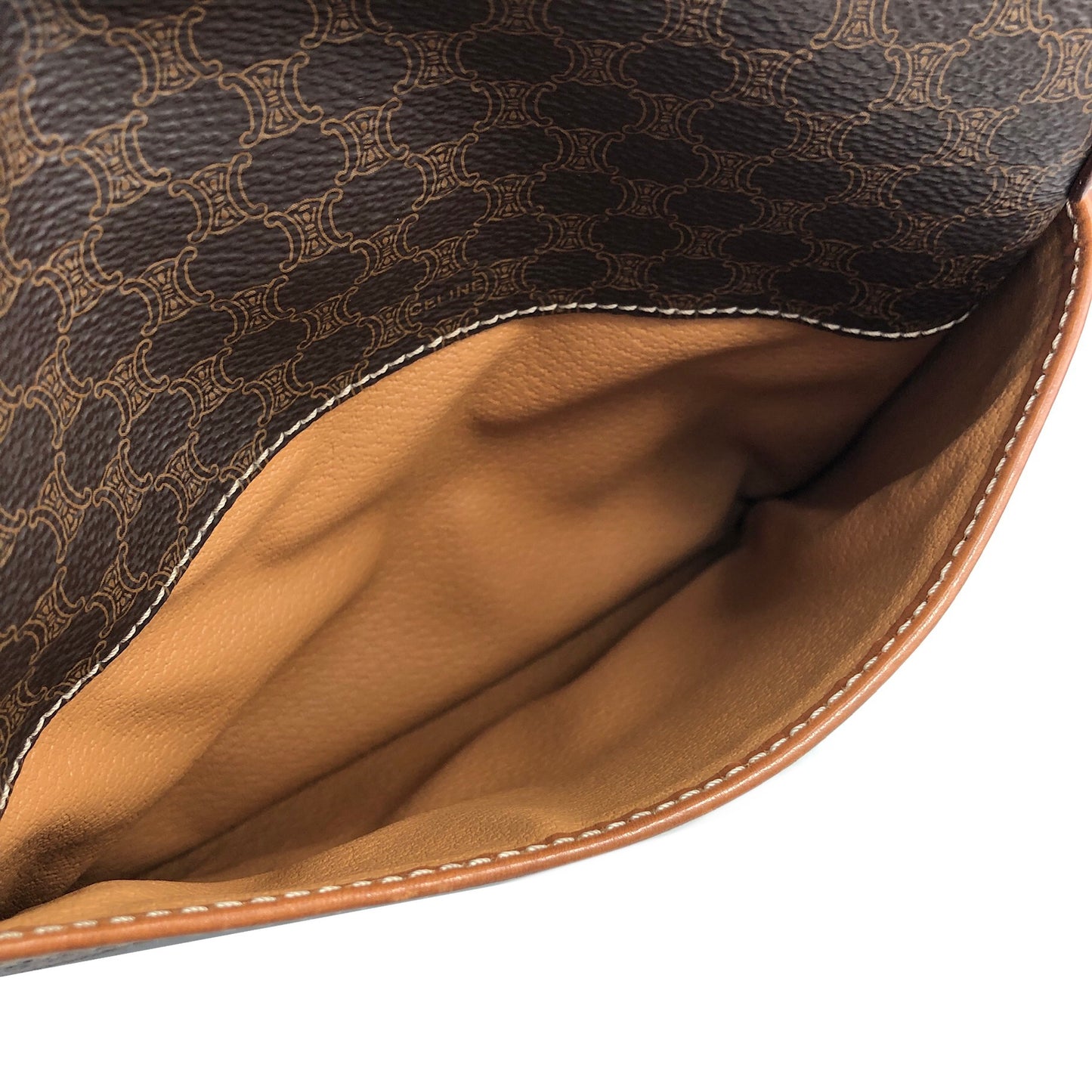 CELINE Macadam Blason Front Buckle Shoulder bag Brown Vintage cju27m