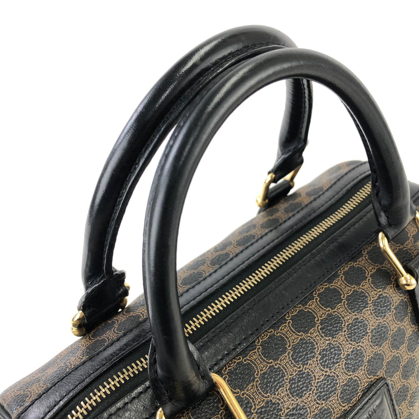 CELINE Macadam Blason Two-way Handbag Shoulder bag Boston bag Black Vintage kx4b84