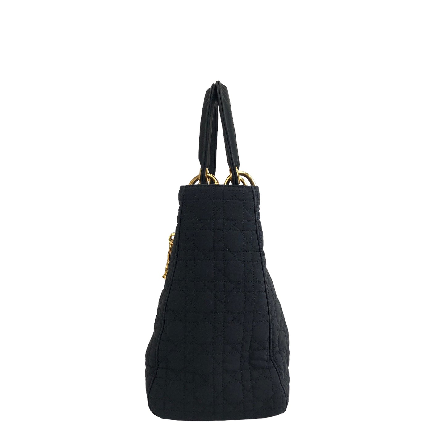 Christian Dior Lady Dior Cannage CD Logo Charm Nylon Two-way Handbag Shoulder bag Black Vintage vwagxx