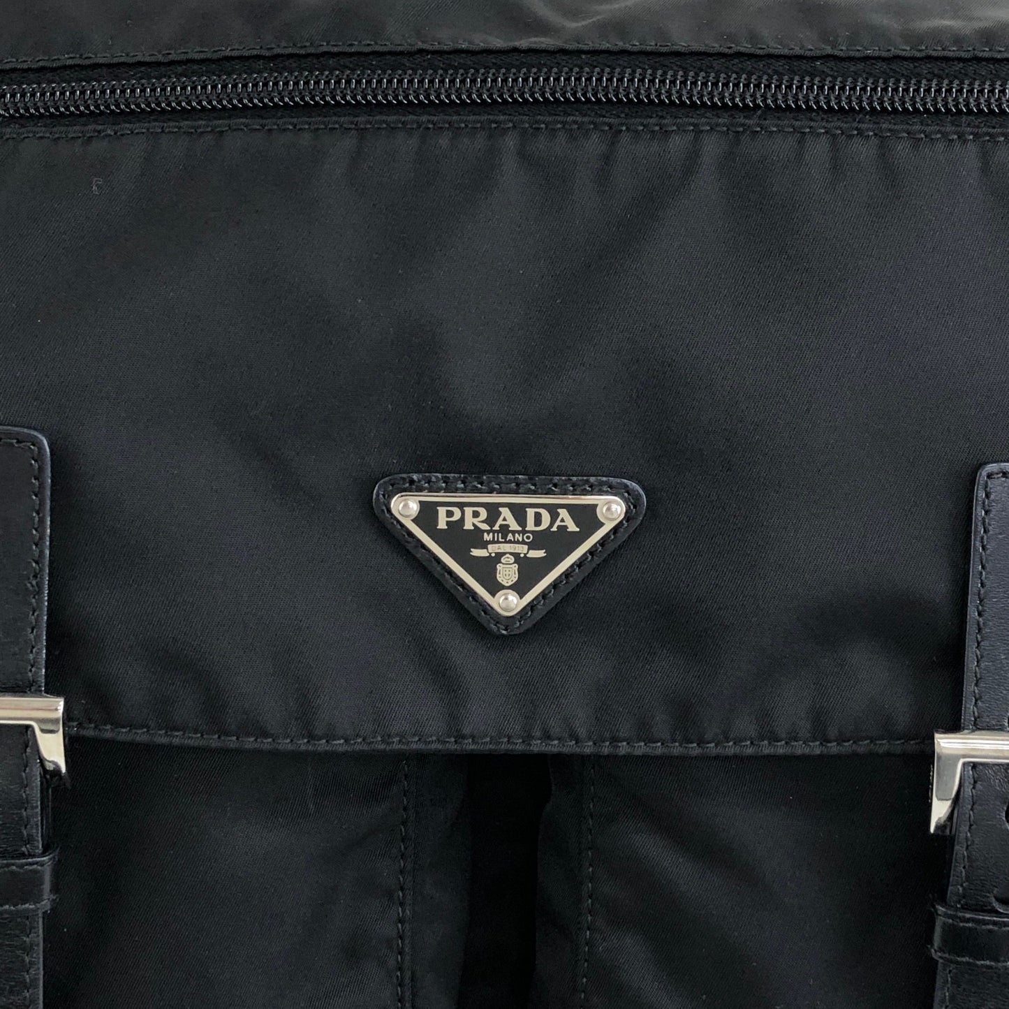 PRADA Triangle Logo Shoulder bag Black Vintage hyx77k